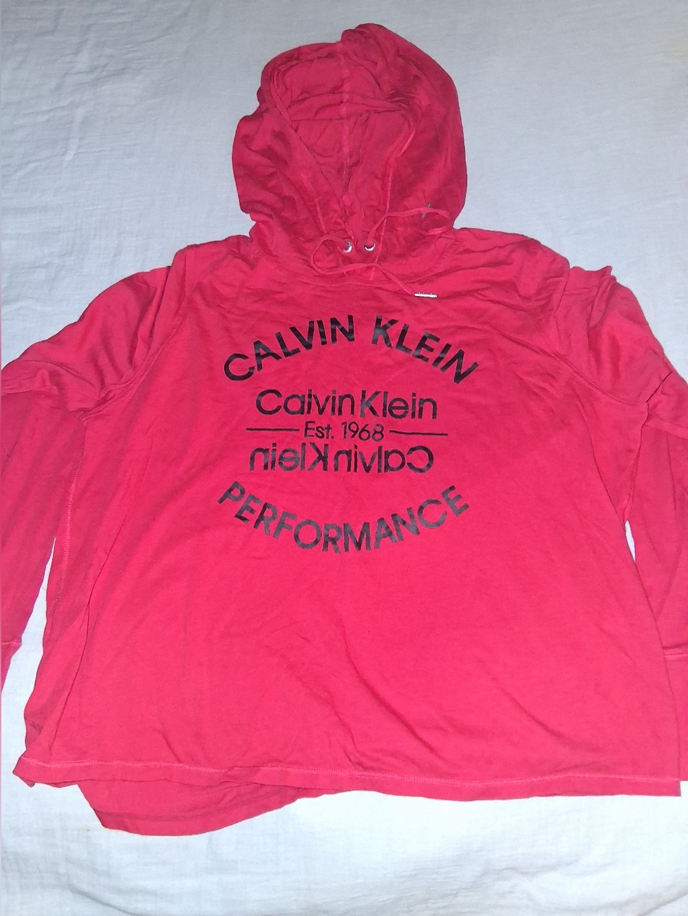 Calvin Klein Performance Long Sleeve Hooded Shirt Size Med.